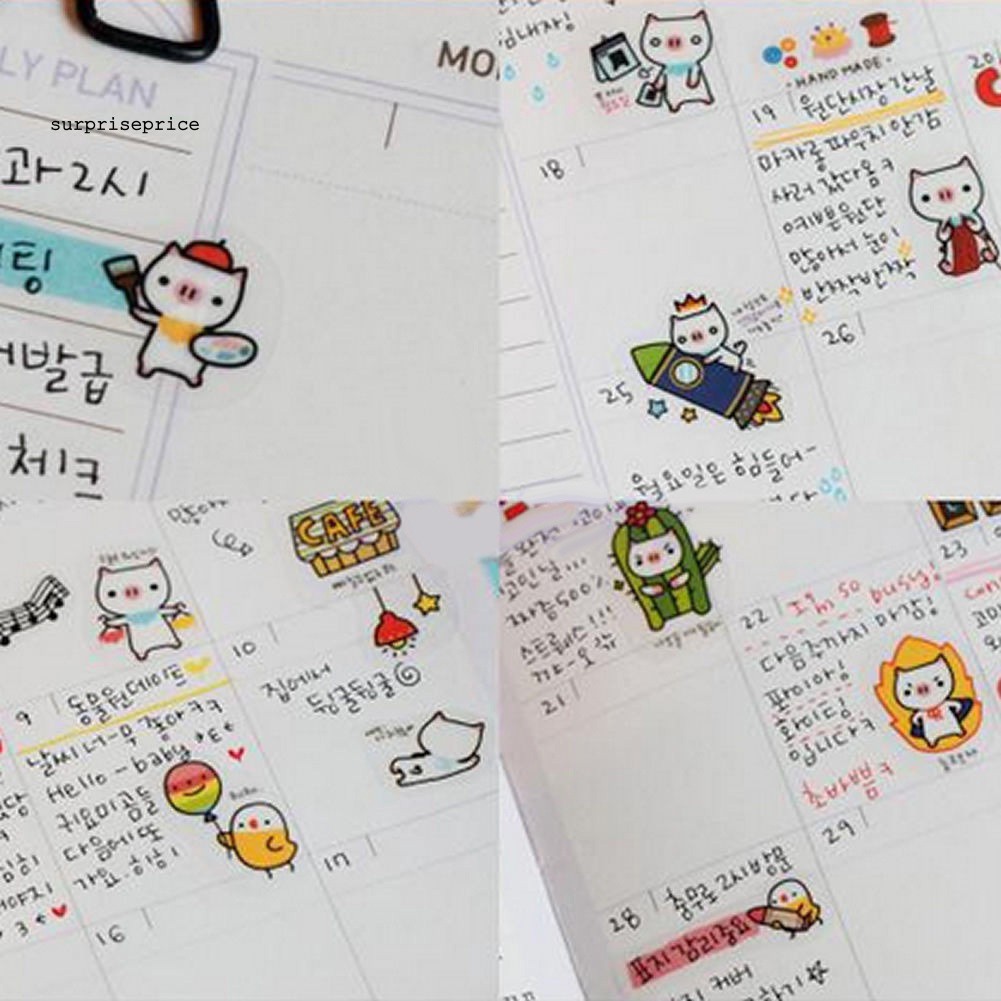 Set 6 tờ sticker kiểu hoạt hình trang trí sổ lưu niệm