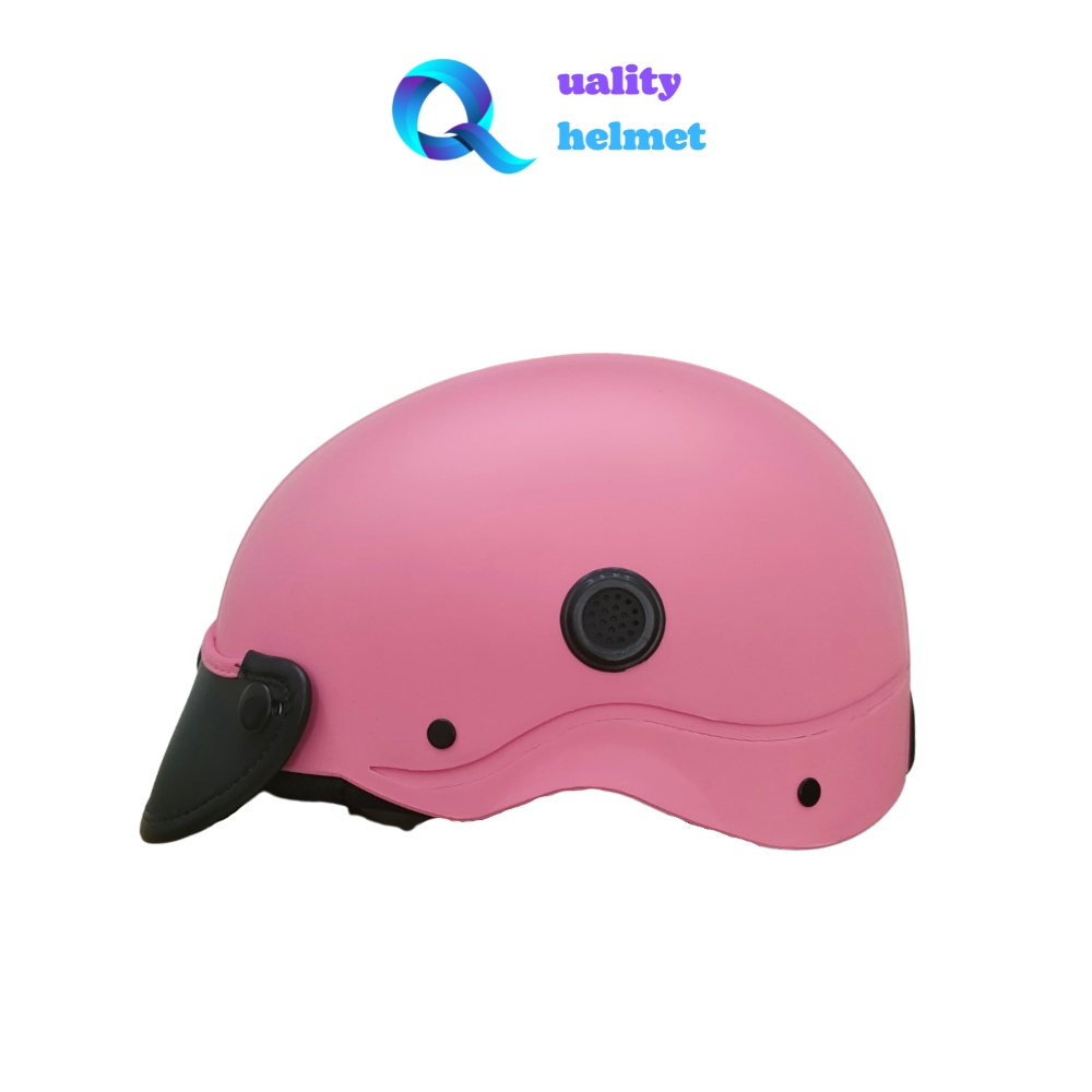 Mũ bảo hiểm nón sơn nửa đầu 1/2 cao cấp màu hồng có lỗ thông gió hàng chính hãng