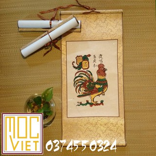 Tranh Đông Hồ Gà lộc tranh cỡ 27x37cm