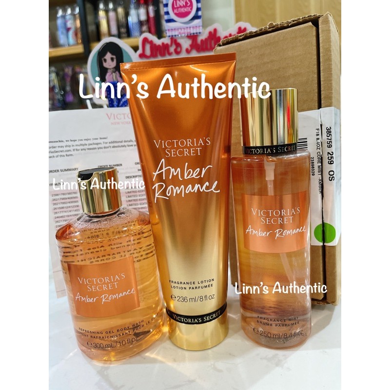 AUTH BILL SỮA TẮM,SỮA DƯỞNG THỂ .XỊT THƠM BODY MIST AMBER ROMANCE VICTORIA’S SECRET USA