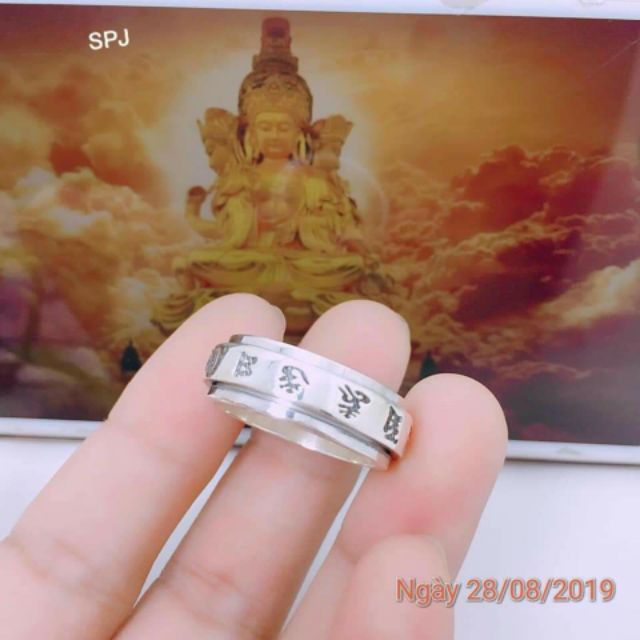 Nhẫn bạc tròn xoay 12 cung hoàng đạo cho nam