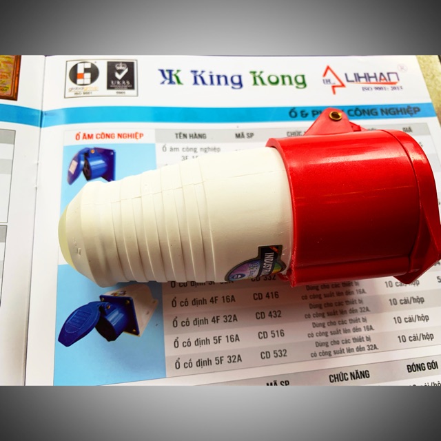 Ổ cắm Công Nghiệp Di Động KingKong 4P16A , Ổ cắm công nghiệp cao cấp kín nước và Bụi chuẫn ip44