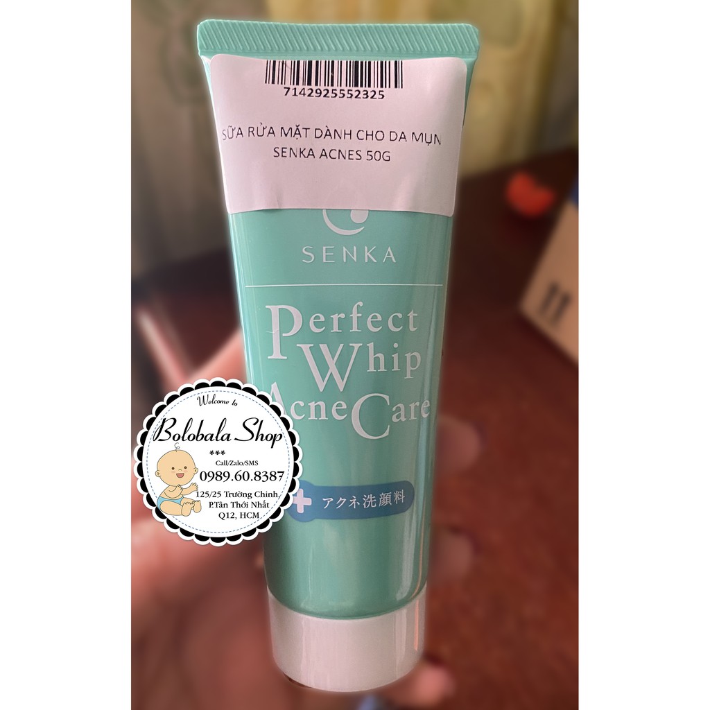 Sữa rửa mặt dành cho da mụn Senka Perfect Whip Acne Care 50g - hàng tặng