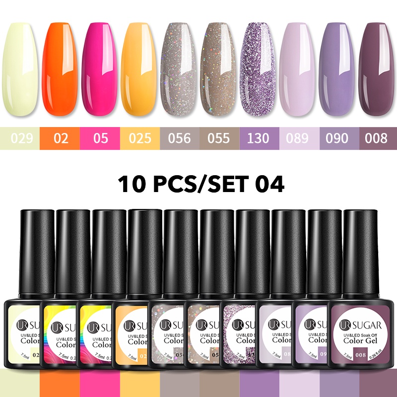 Bộ 10 lọ gel sơn móng tay 7.5ml nhiều màu sắc UR SUGAR