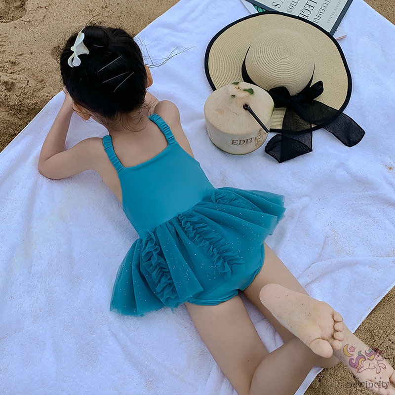 Bộ Đồ Bơi Một Mảnh Không Tay Màu Trơn Kèm Mũ Bơi Thời Trang Dành Cho Bé Gái