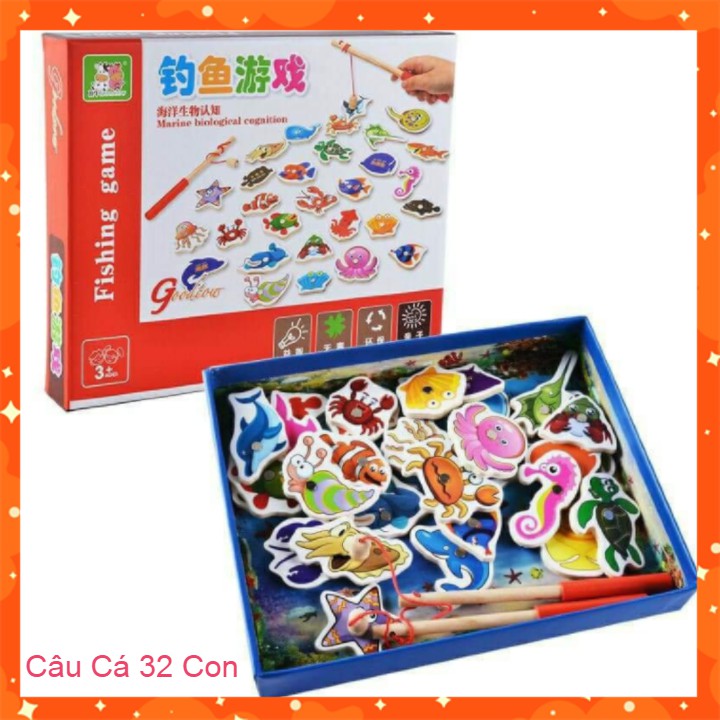 Đồ chơi bộ câu cá gỗ nam châm 34 chi tiết cho Bé
