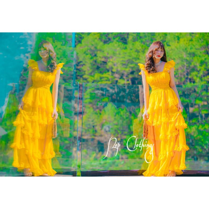 ( ảnh thật) Sẵn 1 ngày Váy maxi boho cánh tiên xòe tầng quảng châu | BigBuy360 - bigbuy360.vn