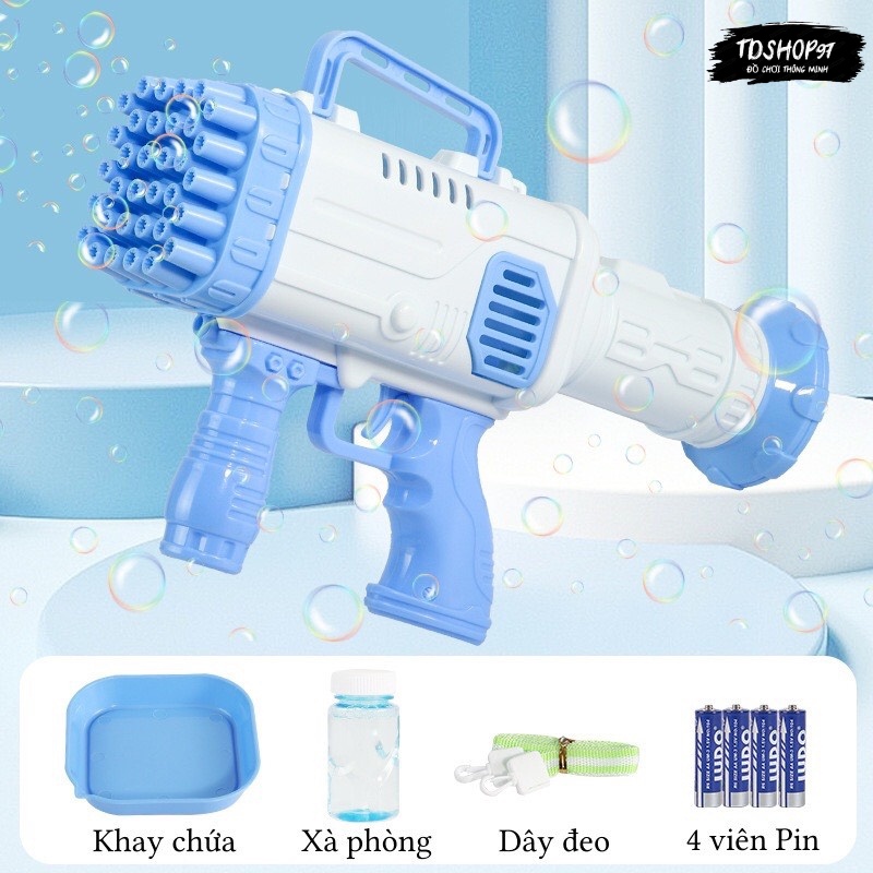 Máy bắn bong bóng xà phòng loại to 32 nòng, phun bóng siêu nhiều, siêu mạnh, tặng xà phòng dùng thử, tdshophn