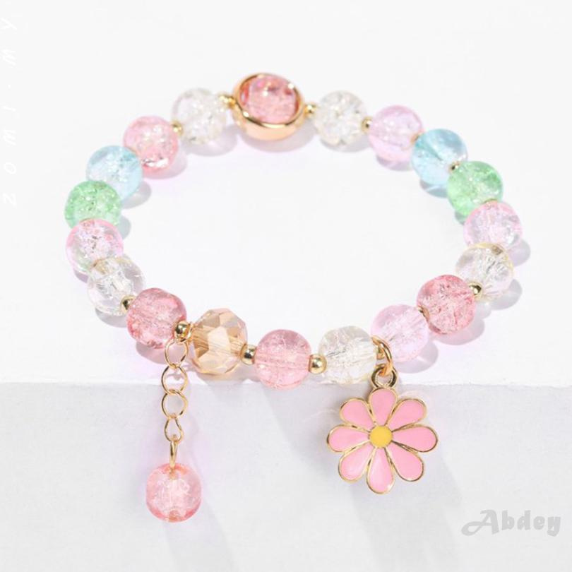 [Abdey] Chúng tôi hoa Hạt pha lê đáng yêu Daisy Charm Fortune tay Vòng cho phụ nữ Cô gái Vòng tay Chuỗi đeo tay Đồ trang sức