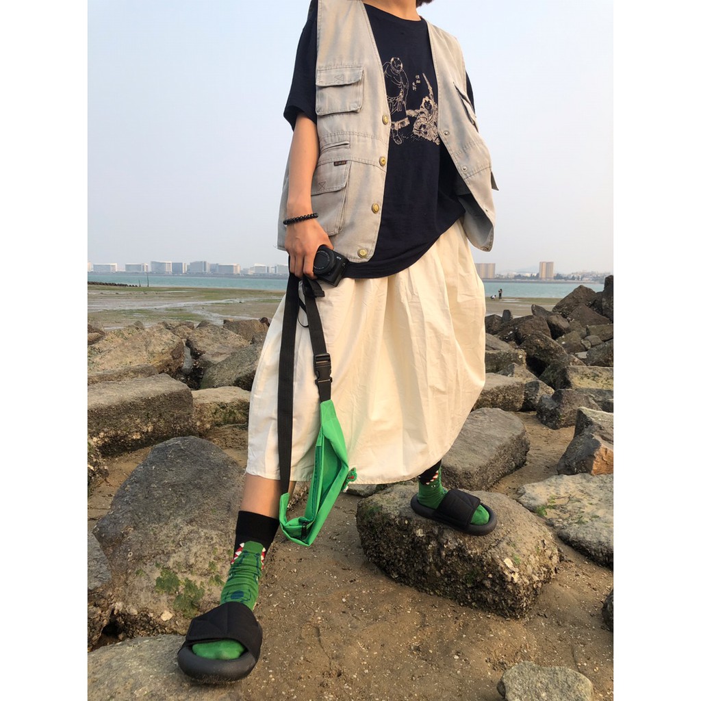 [Có sẵn] SKIRT - Váy dài vải Kaki lưng thun kèm khoá kéo Kawaii.vn (2 màu)
