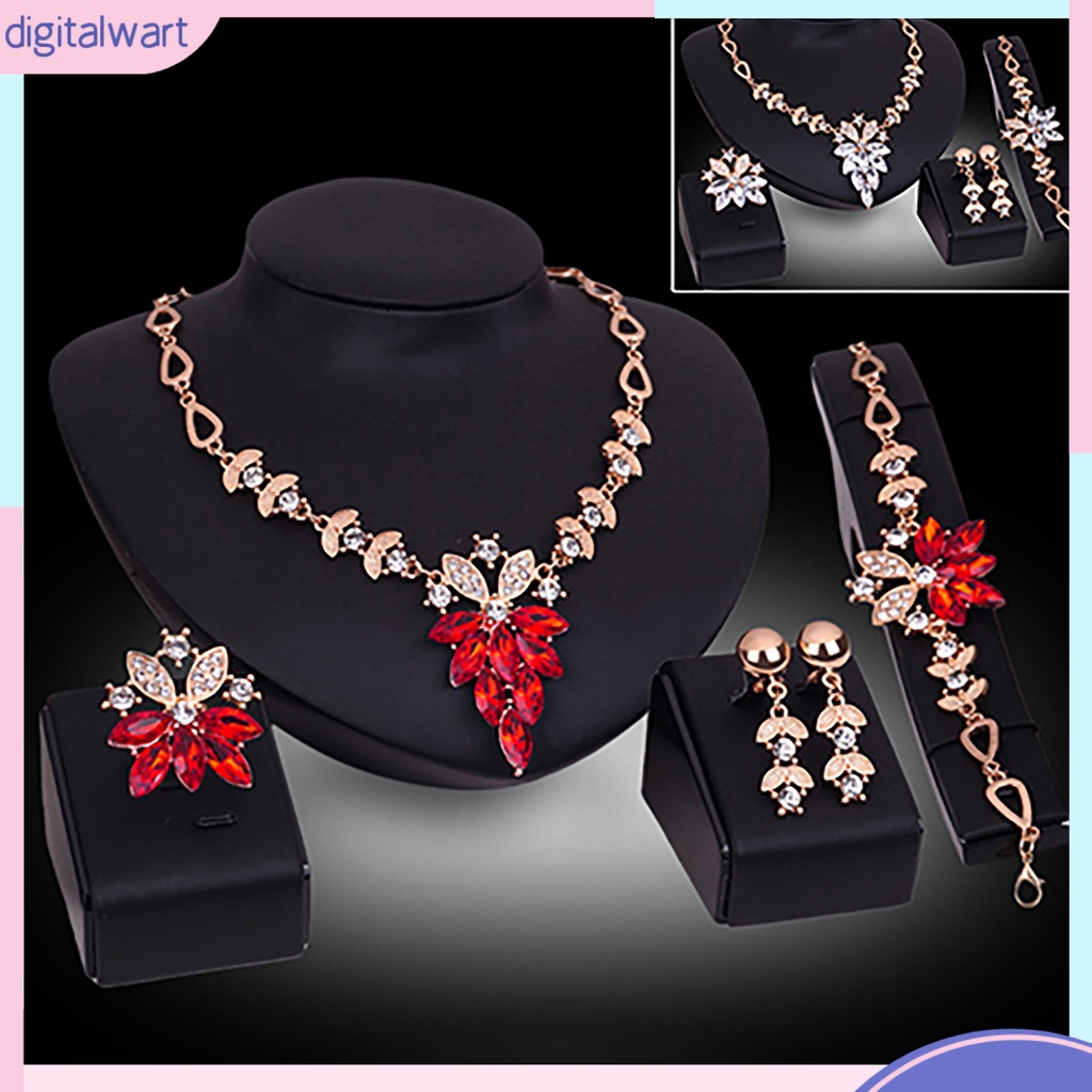 Bộ Trang Sức 4 Món Họa Tiết Hoa Xinh Xắn Cho Nữ