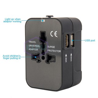 Ổ cắm điện du lịch đa năng 2 cổng USB