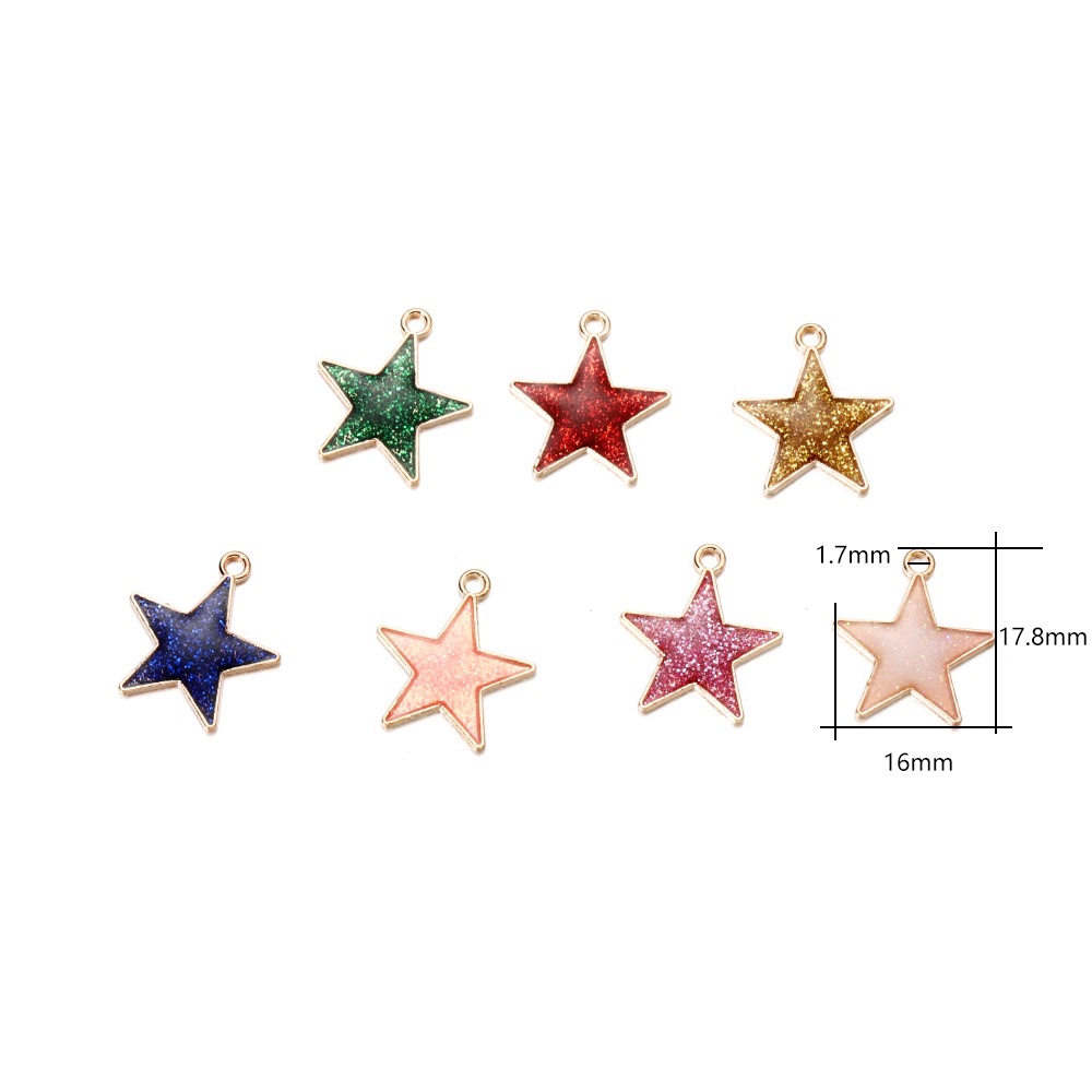 Bộ 10 mặt dây chuyền vòng tay St.kunkka hình ngôi sao nhỏ bằng hợp kim nhiều màu sắc