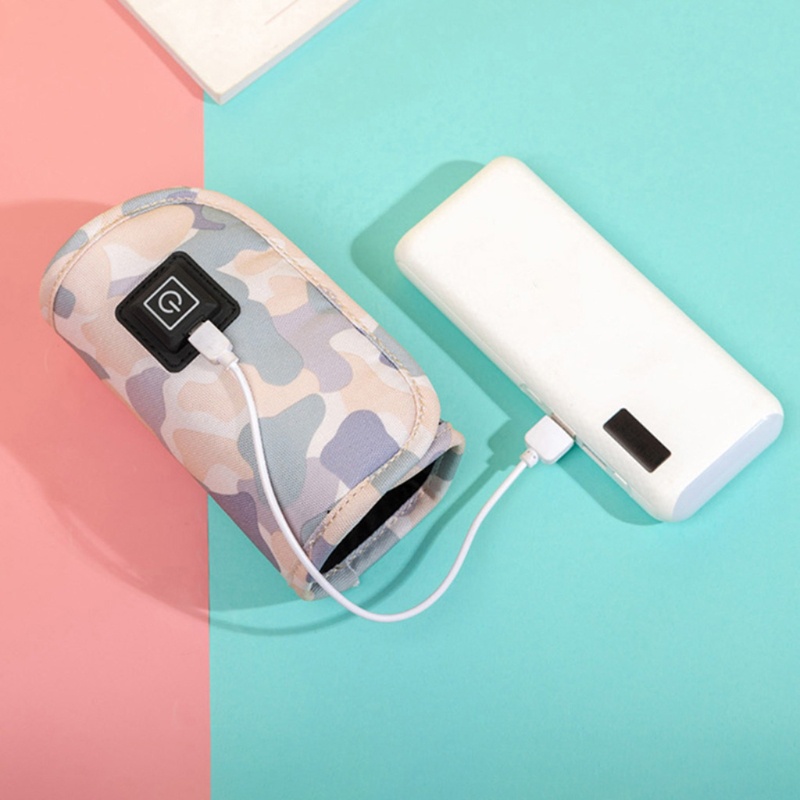 Vỏ Bọc Giữ Ấm Bình Sữa Em Bé Họa Tiết Rằn Ri Kết Nối USB Tiện Dụng