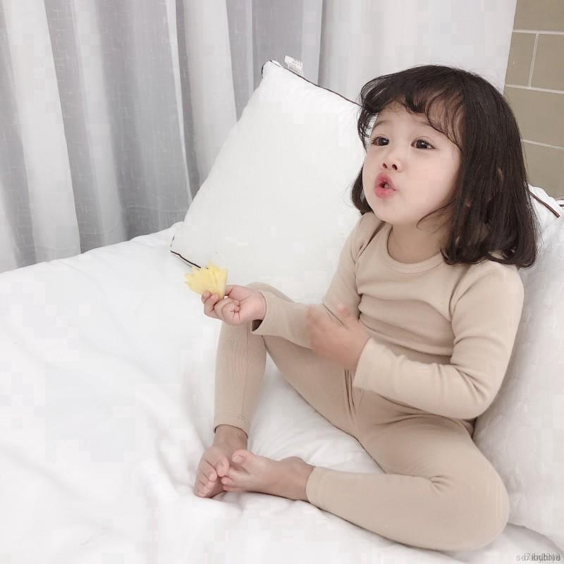 Bộ đồ ngủ tay dài màu trơn tùy chọn cho bé