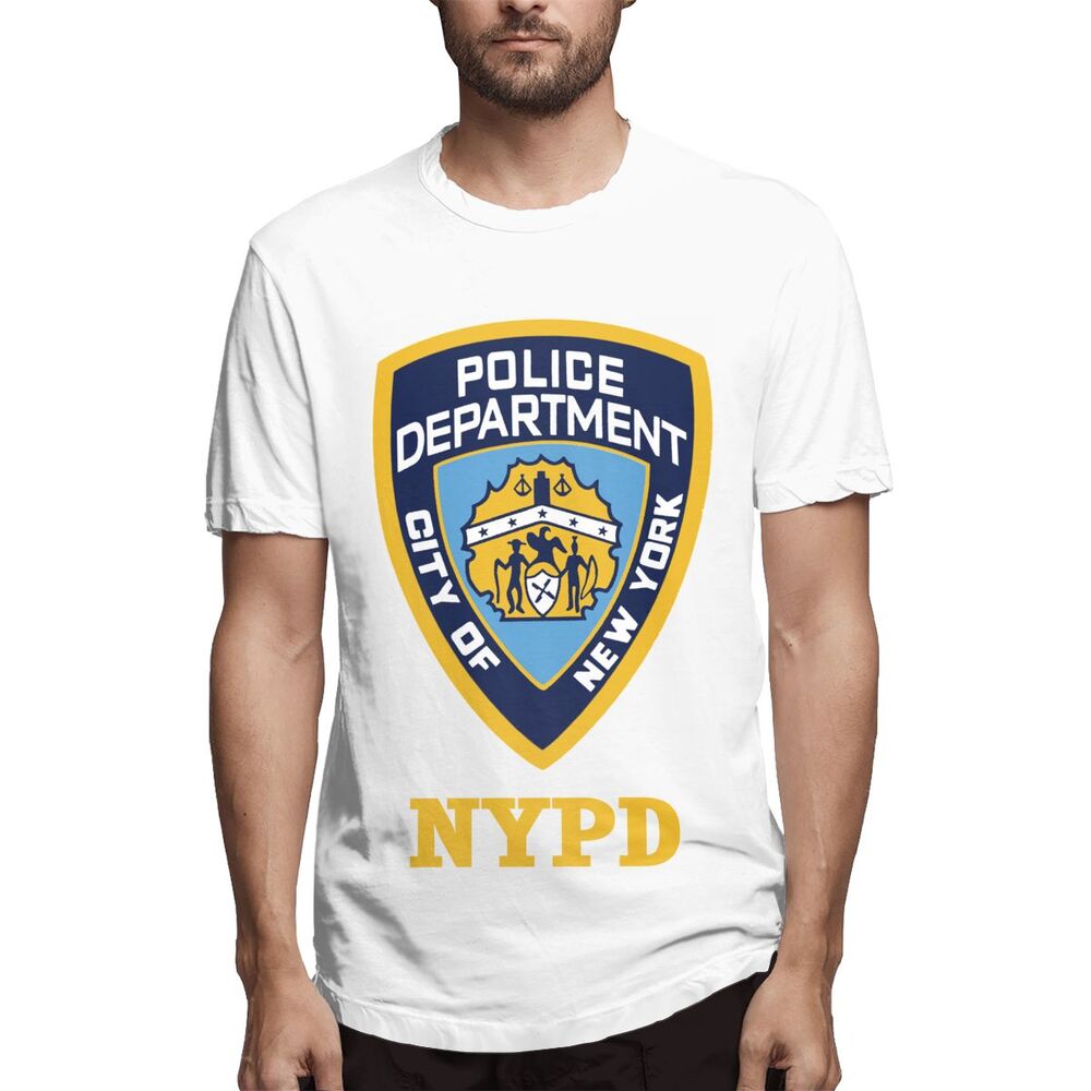 YAOTING Navy Blue Nypd Embroidered Logo Patch Ny Police Dept Nyc Men's round neck T-shirt, breathable, suitable for jogging pants, fitness training pants, black