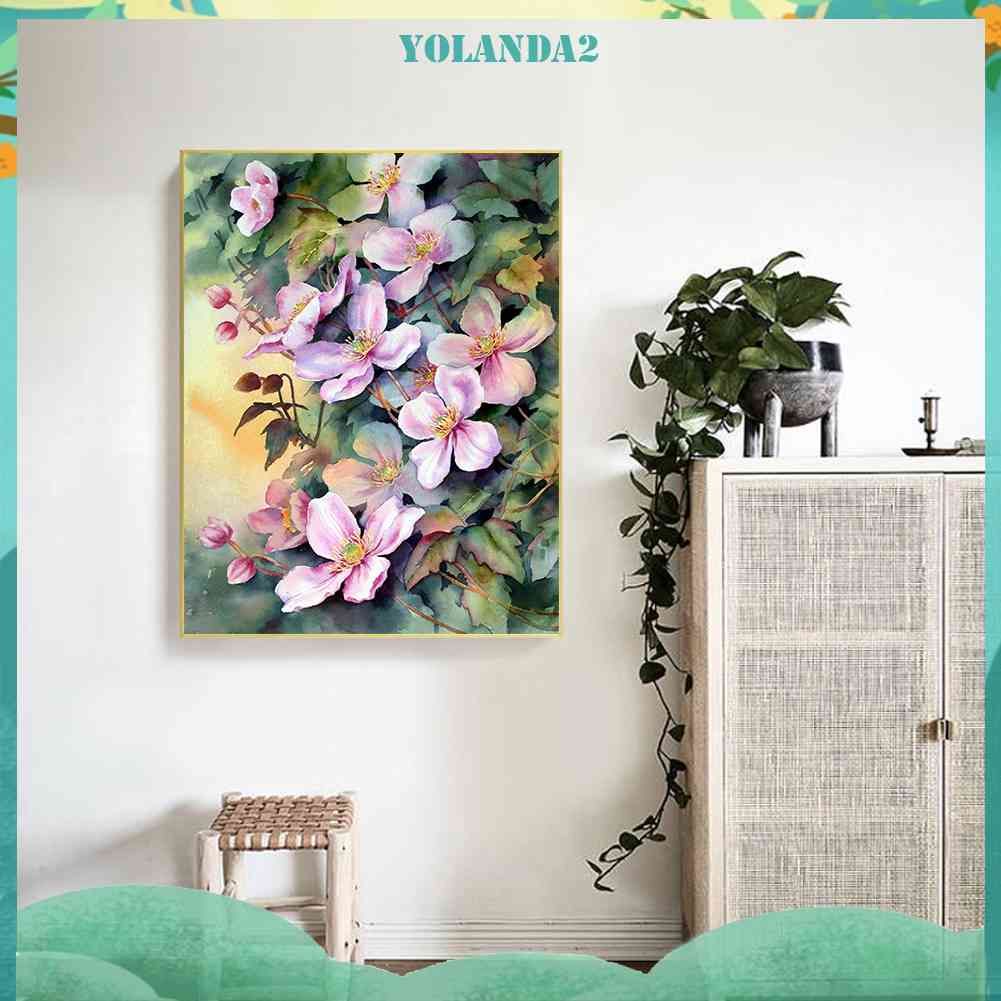 11ct Tranh Thêu Chữ Thập DIY Hình Hoa Màu Nước Kích Thước 40x50cm