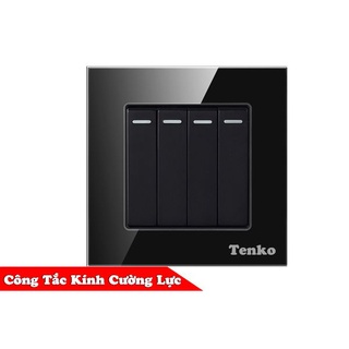 Công Tắc 4 Hạt Mặt Vuông Kính Cường Lực Tenko TK-F71-D-04 Mode Black