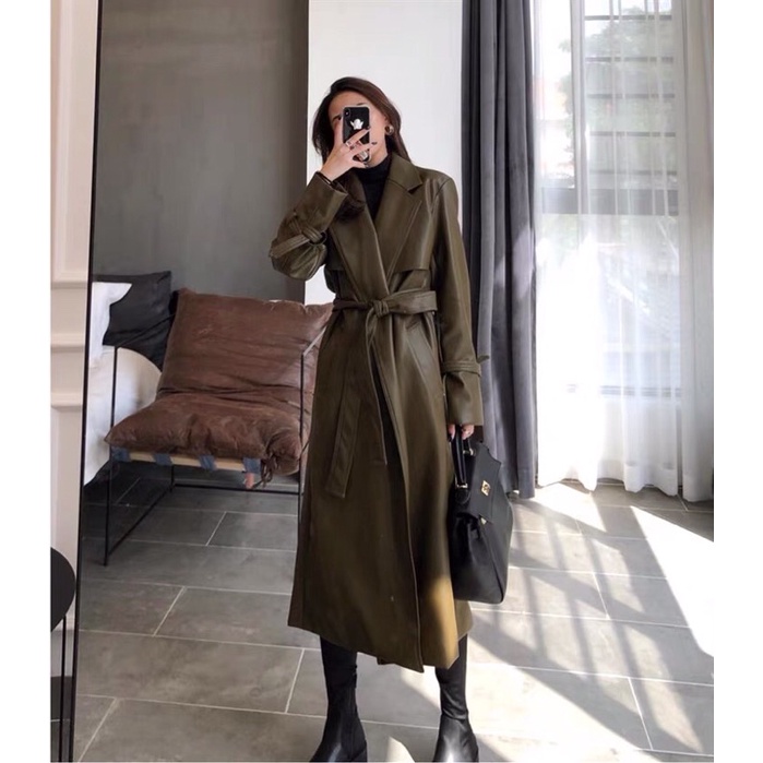 Áo khoác da dáng dài cao cấp