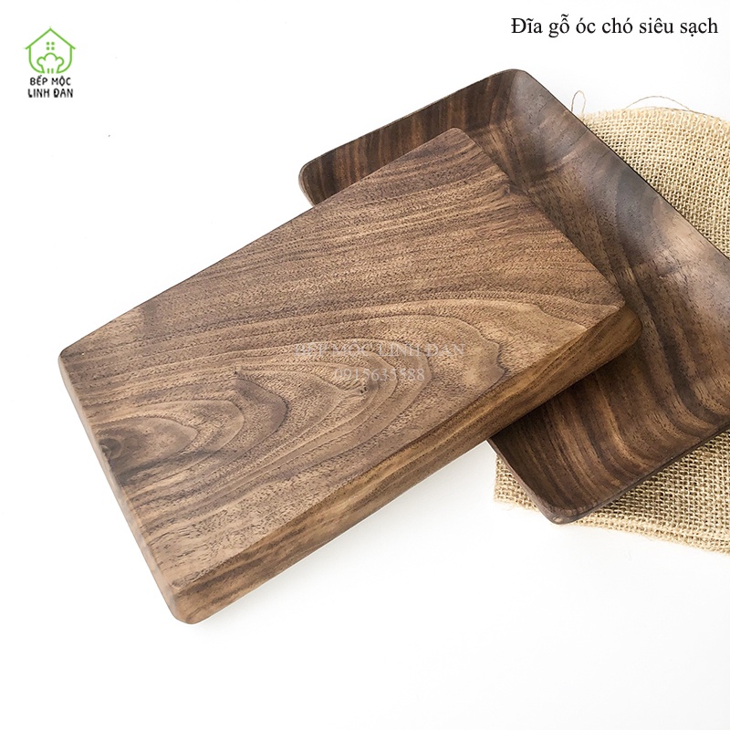 Khay Chữ Nhật Gỗ Óc Chó HAHANCO  Siêu Sạch Vân Gỗ Đẹp