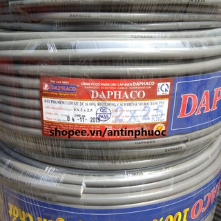 Dây điện đôi xám tròn 2 lớp vỏ Daphaco 2 x 2.5 - Cuộn 100 mét