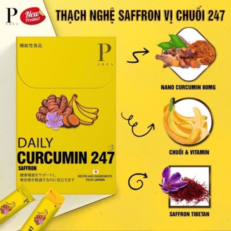 ( hot) Thạch nghệ Saffron  vị chuối 247 từ Nhật Bản, bổ sung tinh chất nghệ Nano