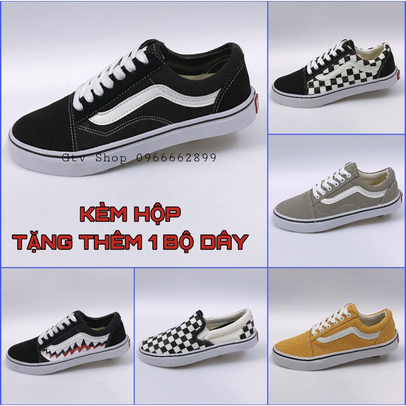 Tặng Hộp và Tặng thêm 1 bộ dây - Giày thể thao nam nữ O. Skool, size 36-43. .