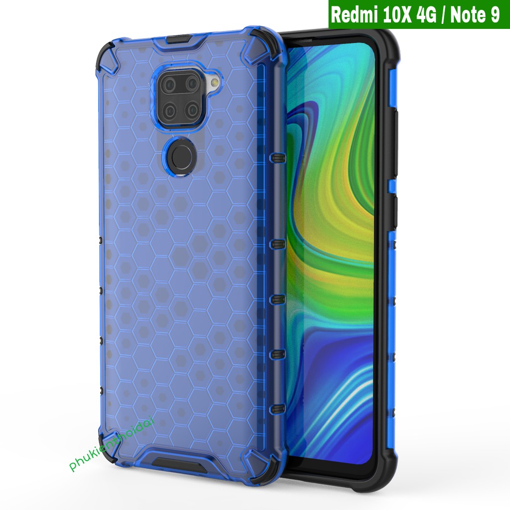 Ốp lưng Redmi 10X 4G / Note 9 vân tổ ONG chống sốc cao cấp kiểu dáng UAG siêu bền