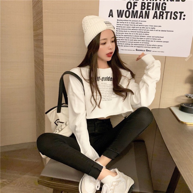 Áo Hoodie Thu Đông Croptop Cực Iuu Ulzzang