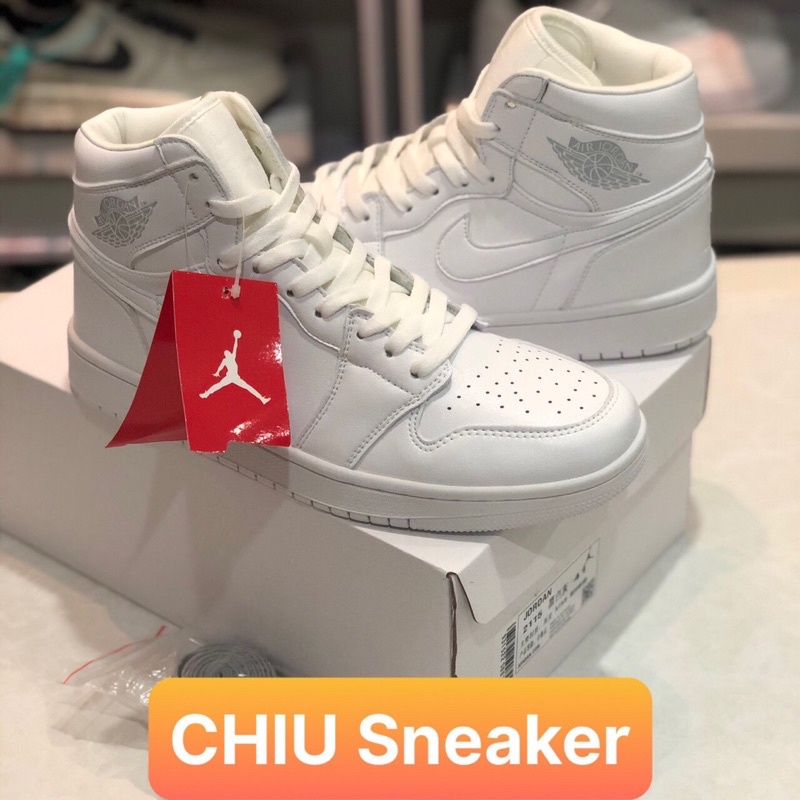 Giày thể thao Sneaker Jordan cổ cao Full trắng da thật phiên bản SC jd 1 cổ cao