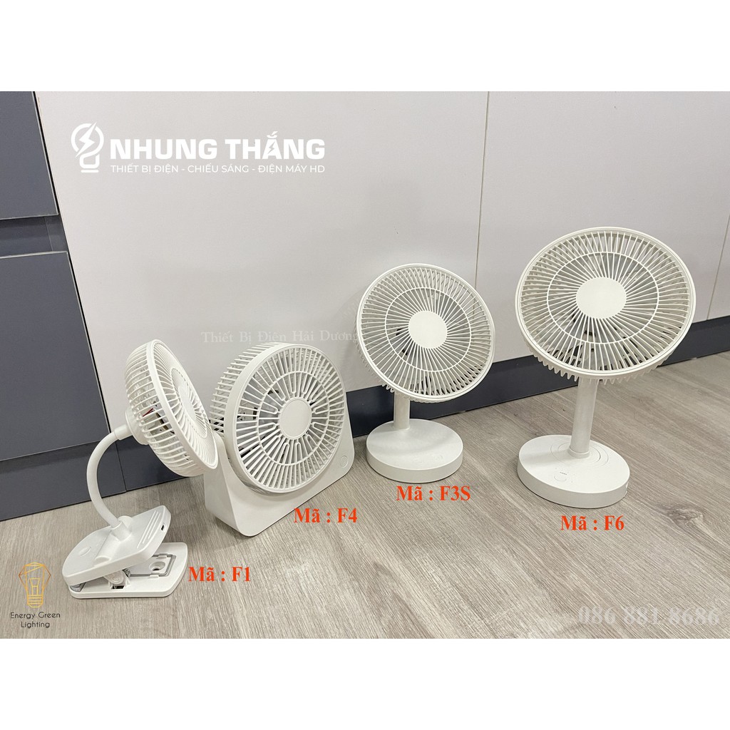 Quạt Tích Điện Để Bàn F6, F33C - 4 Tốc Độ Gió - Pin 3600mAh Siêu Khỏe - Chức Năng Xoay Trái , Phải - Bảo Hành 1 Năm