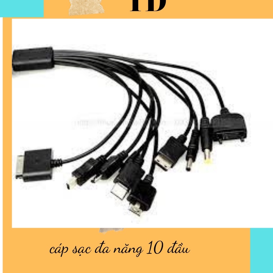 🌟THANH LÝ HƠI GỈ🌟 Dây Cáp sạc đa năng 10 đầu usb 10 in 1 sạc v3 mini ip 4 4s micro noki.a chân kim ,