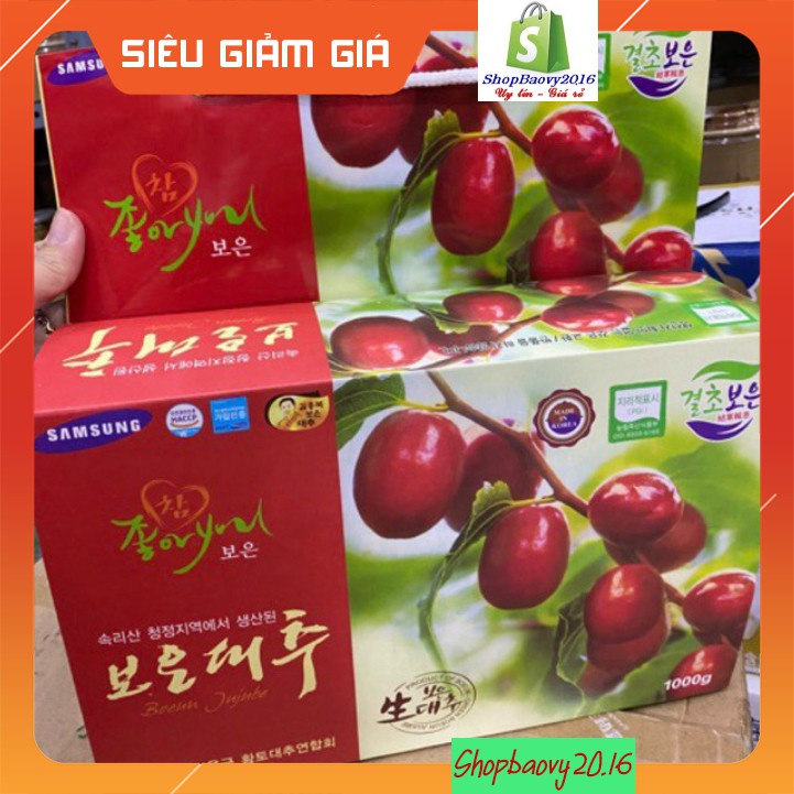 ☘ [COMBO 3 HỘP] Táo đỏ Hàn Quốc sấy khô QUẢ TO hộp 1kg (HSD 1/2025 Kèm túi xách) chính hãng SAMSUNG ☘