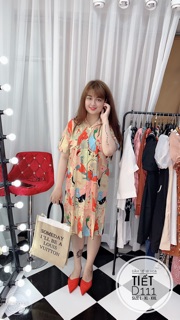 Bigsize Đầm sơ mi hoạ tiết D111