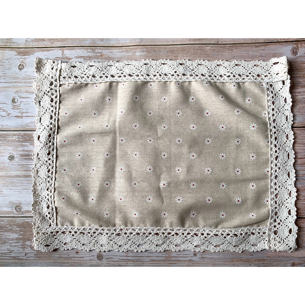 [30*40cm] Tấm lót ly cốc, lót bình hoa, tấm lót bàn ăn viền ren phong cách vintage