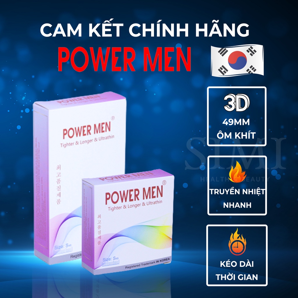 Bao cao su 3D 49mm POWER MEN kéo dài thời gian quan hệ chống xuất tinh sớm siêu mỏng bcs sieu mong nhiều gel bôi trơn