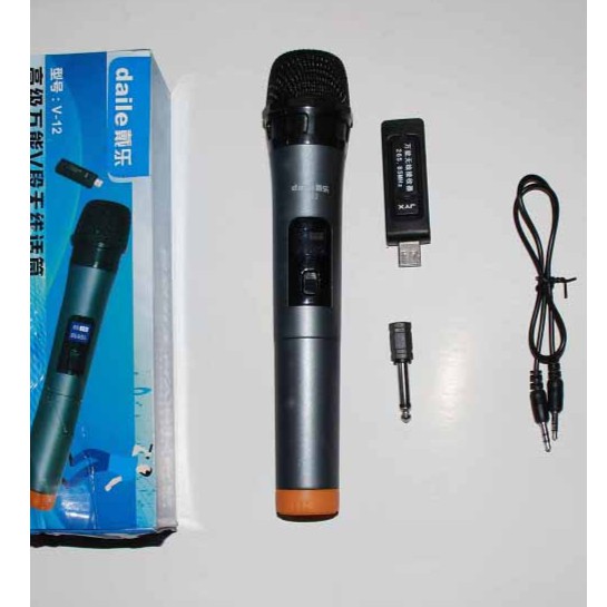 [TẶNG PIN 2A] Micro Karaoke không dây Daile V12 có màn hình - kết nối bluetooth Loa hoặc amply
