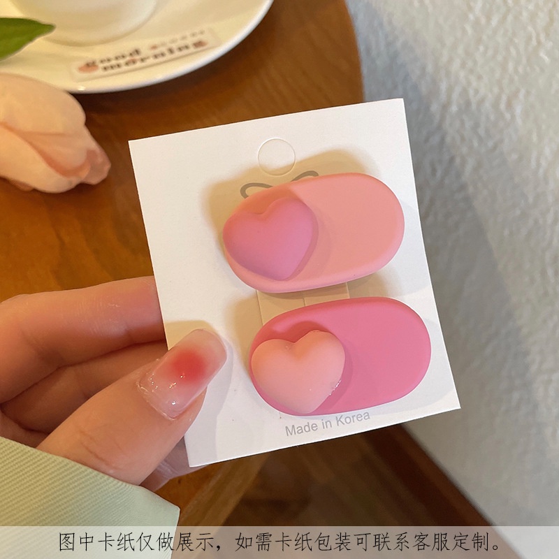 PVN46828 Set 2 Kẹp Tóc Mái Đính Hoa Trái Tim Màu Hồng Dễ Thương Dành Cho Nữ Giá Rẻ