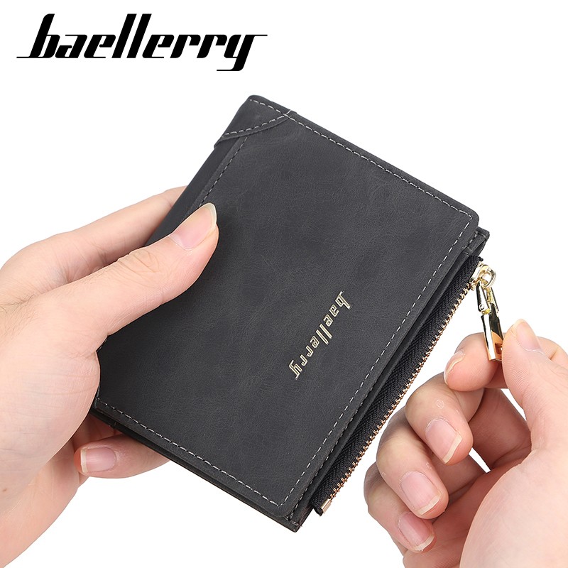 「COD」Baellerry Wallet Men's Short Korean Version Large Capacity Multi-card Zipper Coin Purse