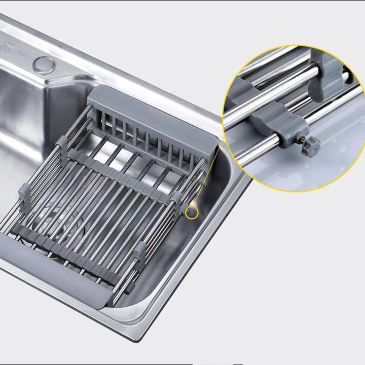 Giá Rổ Inox Gác Bồn Rửa Chén Có Thể Điều Chỉnh Kích Thước