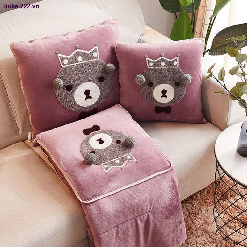Bộ chăn gối ba trong một bằng nhung pha lê dày dặn cho văn phòng/xe hơi