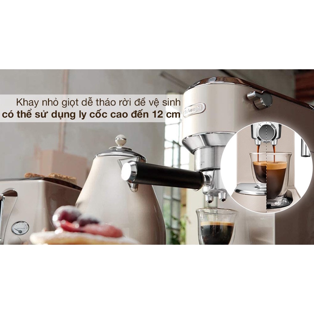 Máy pha cafe Delonghi EC785, công suất 1300W, dung tích 1.1L, áp suất 15 par, hệ thống Thermoblock, bảo hành 1 năm