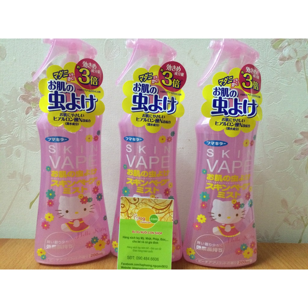 Chai xịt chống muỗi Skin Vape Hello Kitty của Nhật dạng xịt phun sương 200ml