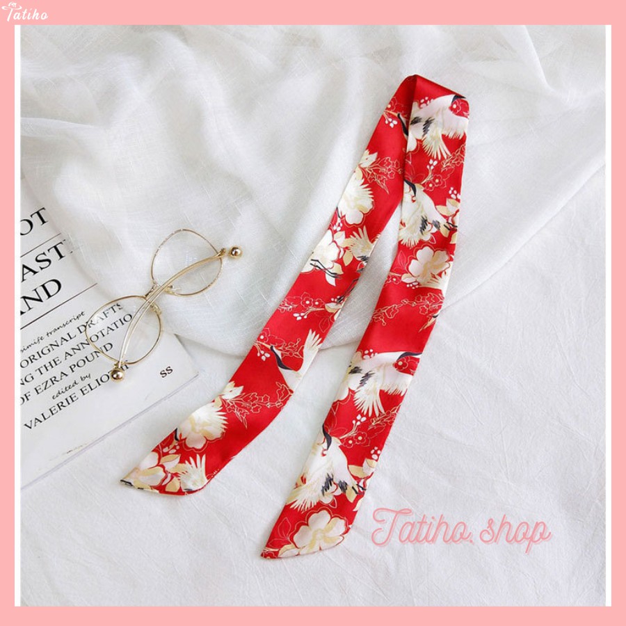 [Hàng Xịn, Giá Tốt] Khăn Turban Quấn Tóc và Túi Xách Họa Tiết Vintage Chất Liệu Lụa Chiffon - 5x90cm - Mã TD007