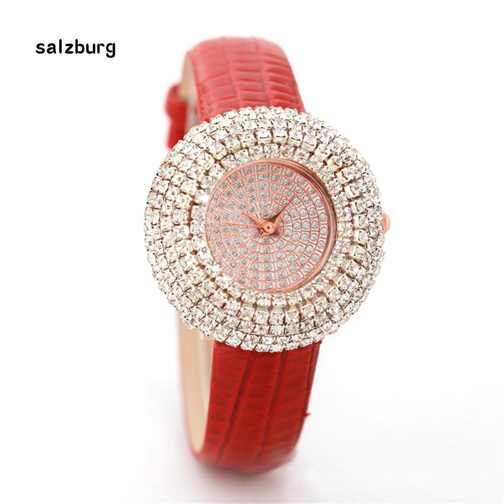 Đồng hồ nữ mặt thạch anh đính hột xoàn dây giả da | BigBuy360 - bigbuy360.vn