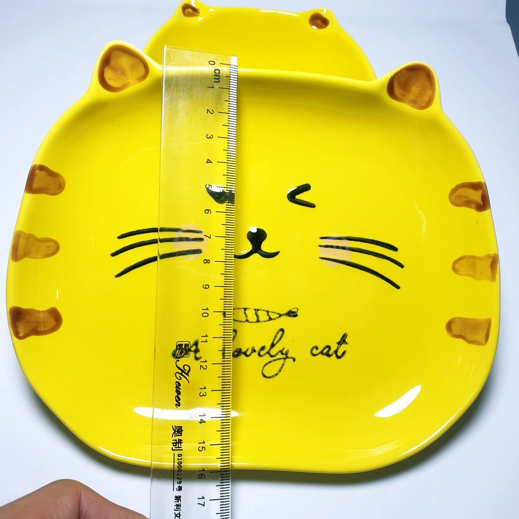 Bát Ăn Dặm Gốm Sữ Kiểu Nhật Mèo Vàng Dễ Thương, Chén Đĩa Ăn Dặm Hình Thú