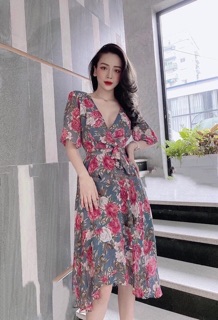 Váy voan hoa hồng cao cấp