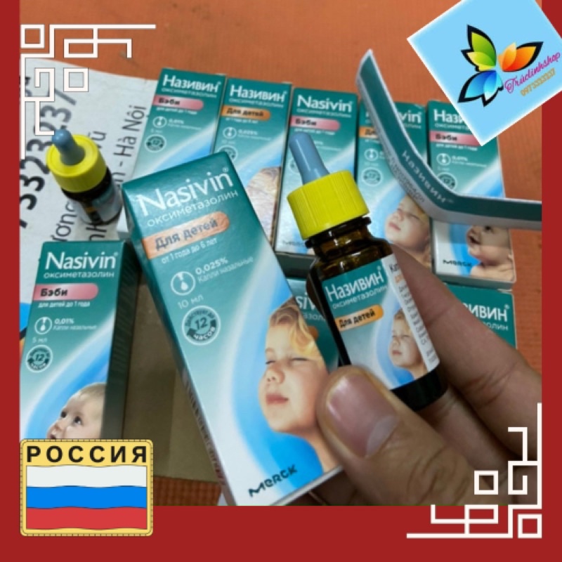 Nhỏ mũi Nasivin Nga dùng cho trẻ từ sơ sinh 5ml