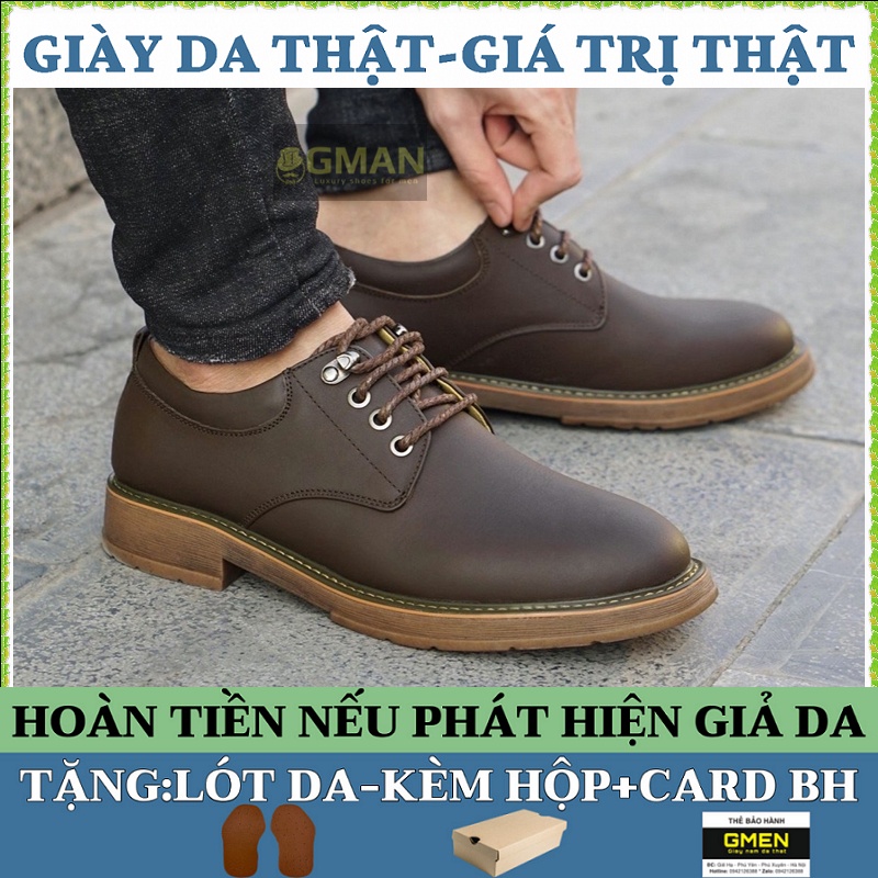Giày da nam dây buộc chất liệu da thật 100% đế cao su bảo hành 12 tháng TK0555
