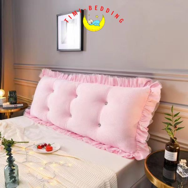 Gối kê đầu giường đính khuy hình chữ nhật mềm mại, êm ái kích thước 1,6m và 1,8m - Timibedding